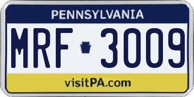 PA license plate MRF3009