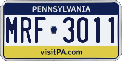 PA license plate MRF3011