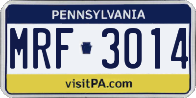 PA license plate MRF3014