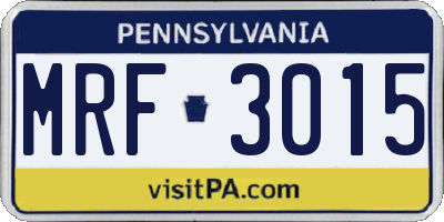 PA license plate MRF3015