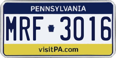 PA license plate MRF3016
