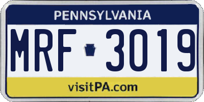 PA license plate MRF3019