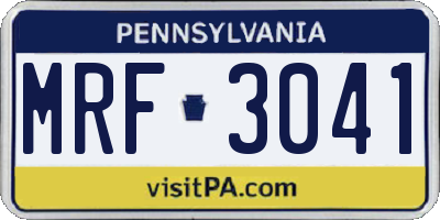 PA license plate MRF3041