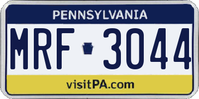 PA license plate MRF3044