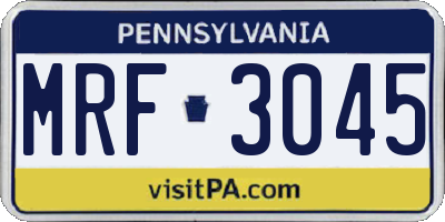 PA license plate MRF3045