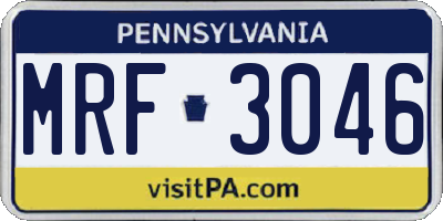 PA license plate MRF3046