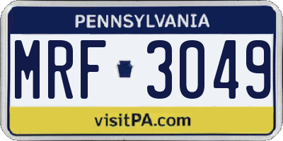 PA license plate MRF3049
