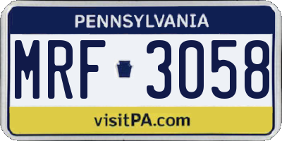 PA license plate MRF3058