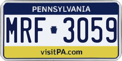 PA license plate MRF3059