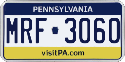 PA license plate MRF3060