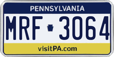 PA license plate MRF3064