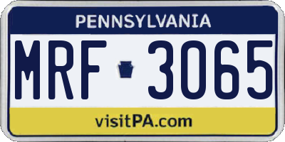 PA license plate MRF3065