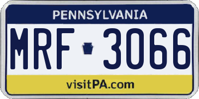 PA license plate MRF3066