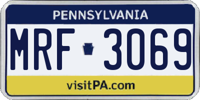 PA license plate MRF3069