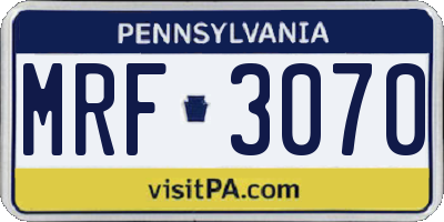 PA license plate MRF3070