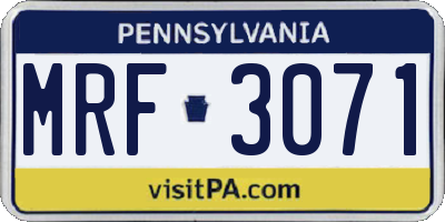 PA license plate MRF3071