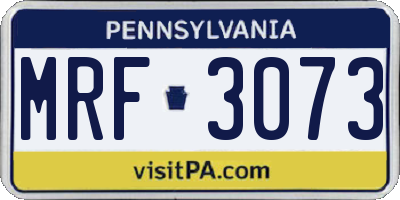 PA license plate MRF3073