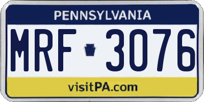 PA license plate MRF3076