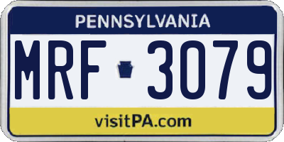 PA license plate MRF3079