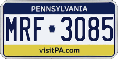 PA license plate MRF3085