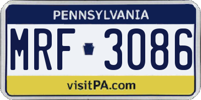 PA license plate MRF3086