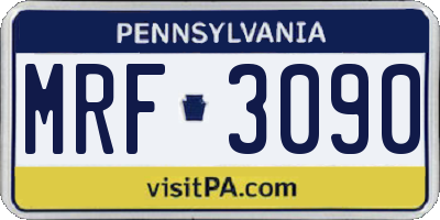 PA license plate MRF3090