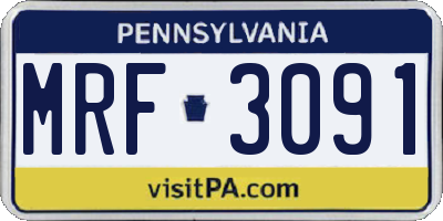 PA license plate MRF3091
