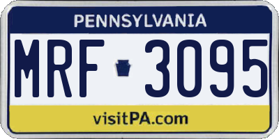 PA license plate MRF3095