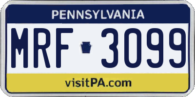 PA license plate MRF3099