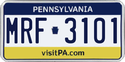 PA license plate MRF3101
