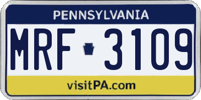 PA license plate MRF3109