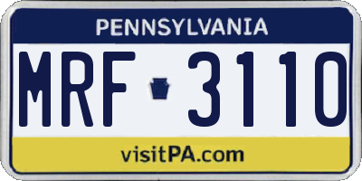 PA license plate MRF3110