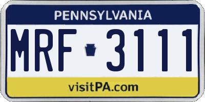 PA license plate MRF3111