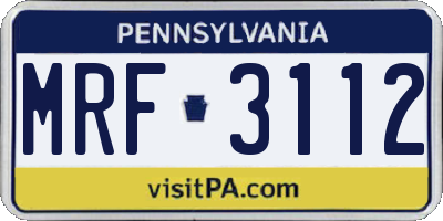 PA license plate MRF3112