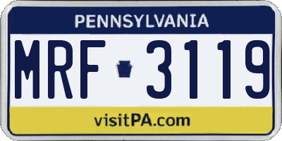 PA license plate MRF3119
