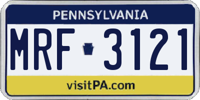 PA license plate MRF3121