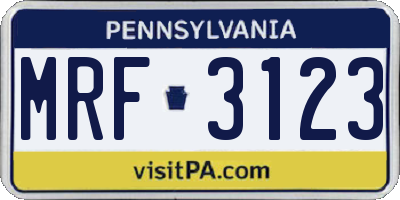 PA license plate MRF3123