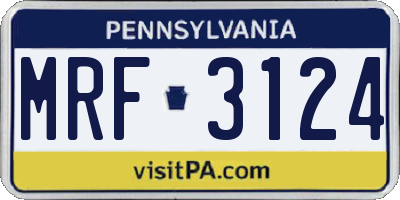 PA license plate MRF3124