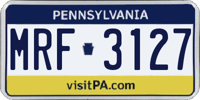 PA license plate MRF3127