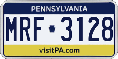 PA license plate MRF3128