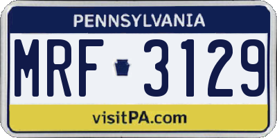 PA license plate MRF3129