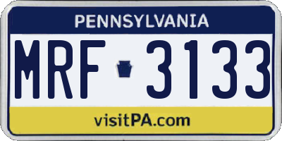 PA license plate MRF3133