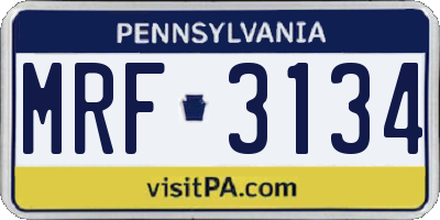 PA license plate MRF3134