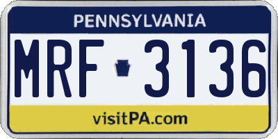 PA license plate MRF3136