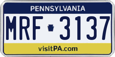 PA license plate MRF3137