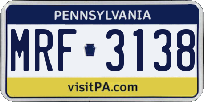 PA license plate MRF3138
