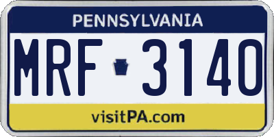 PA license plate MRF3140