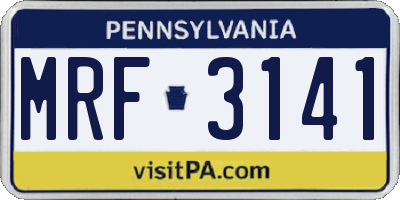 PA license plate MRF3141