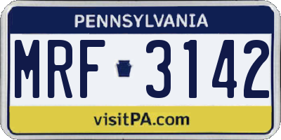 PA license plate MRF3142