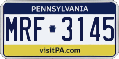 PA license plate MRF3145